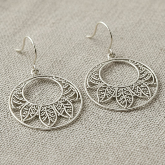 Handcrafted Silver-Plated Small Leaf Hook - Brass Earrings – Evolatree Jewelry