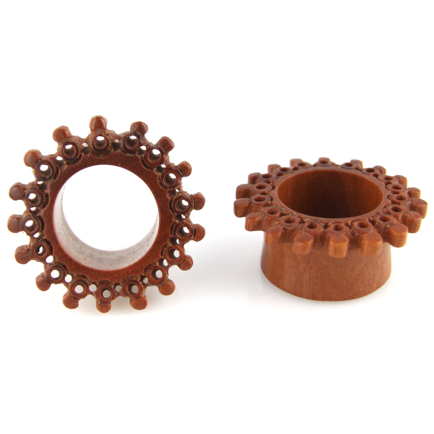 Hand Carved Fractal Sun Ear Plugs – image 4 – Evolatree Jewelry