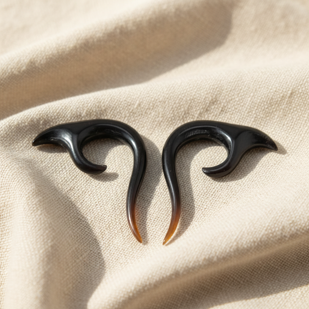 Hand Carved Horn Dolphin Ear Gauges - 3mm / 8g