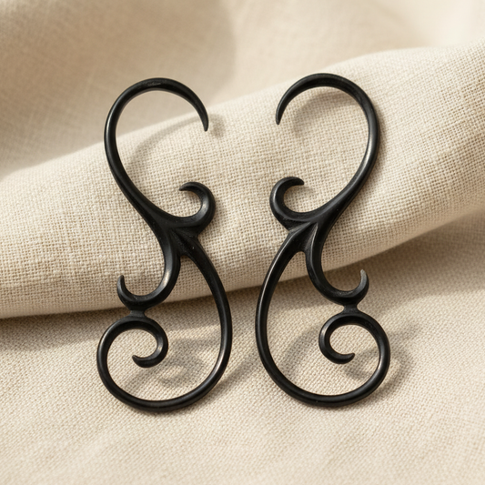 Hand Carved Horn Spiral Filigree Ear Gauges - 2mm / 12g