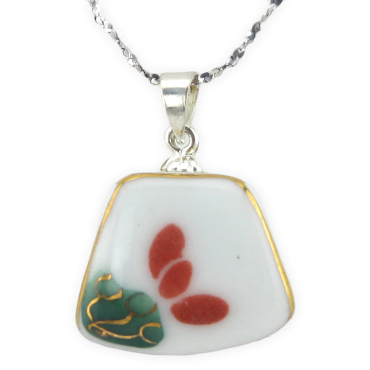 Hand Painted Ceramic - Silver Pendant Necklace – Evolatree Jewelry