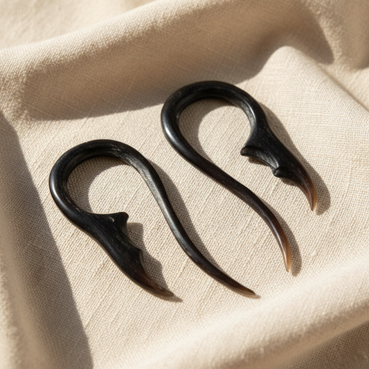 Hand Carved Horn Mermaid Tail Ear Gauges - 2.5mm / 10g