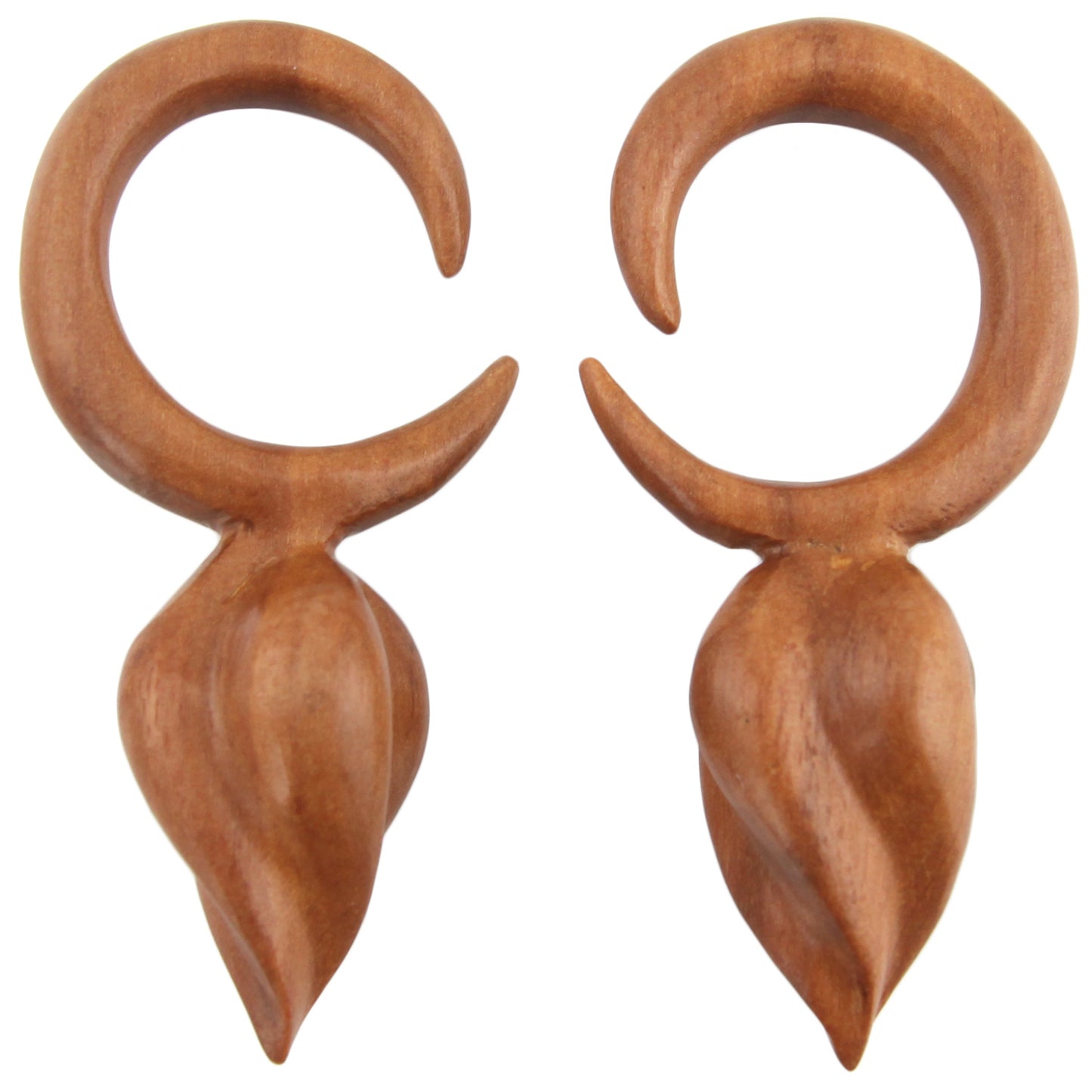 Hand Carved Saba Wood Spiral Drop Ear Plugs – image 3 – Evolatree Jewelry