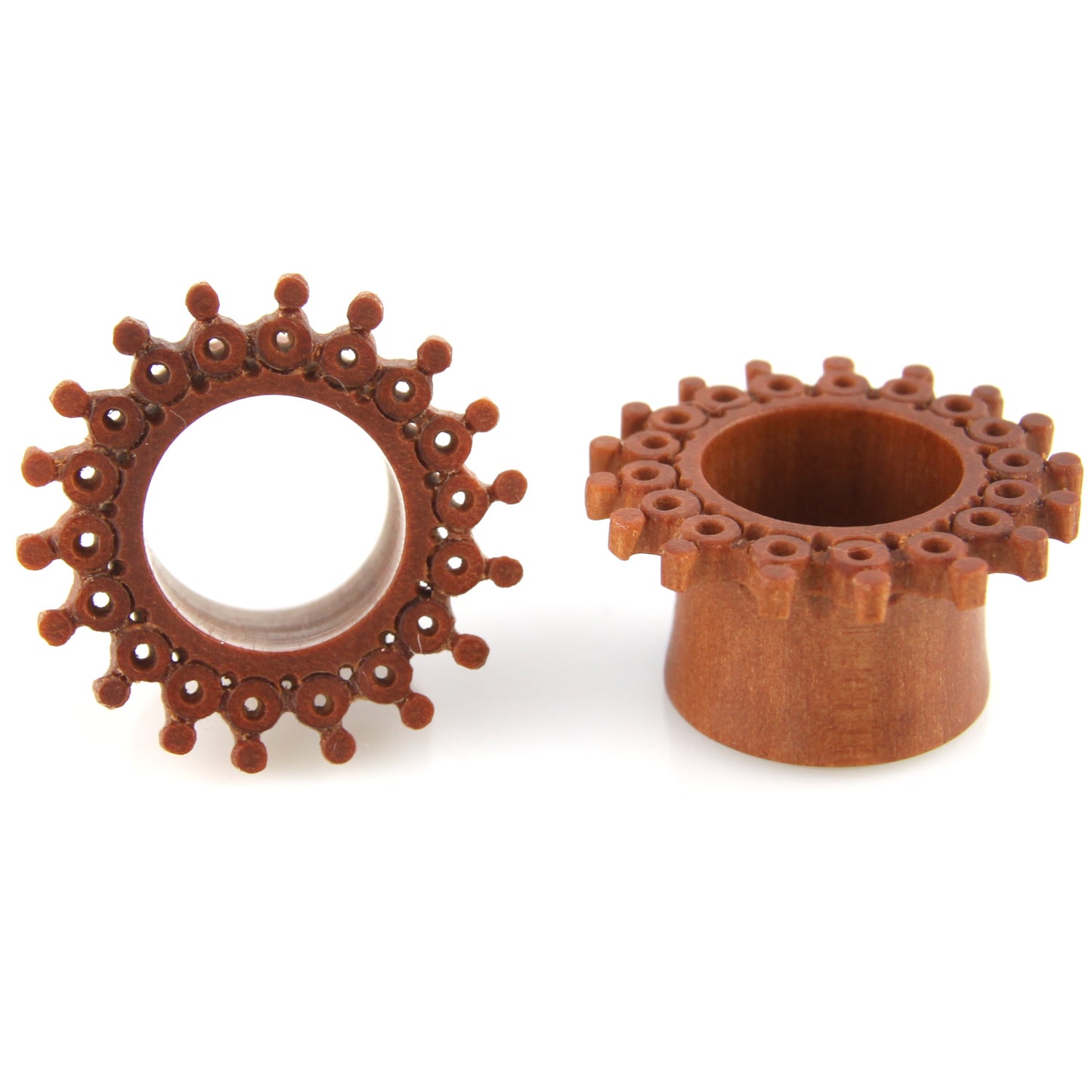 Hand Carved Fractal Sun Ear Plugs – image 2 – Evolatree Jewelry