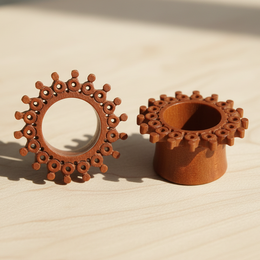 Hand Carved Fractal Sun Ear Plugs