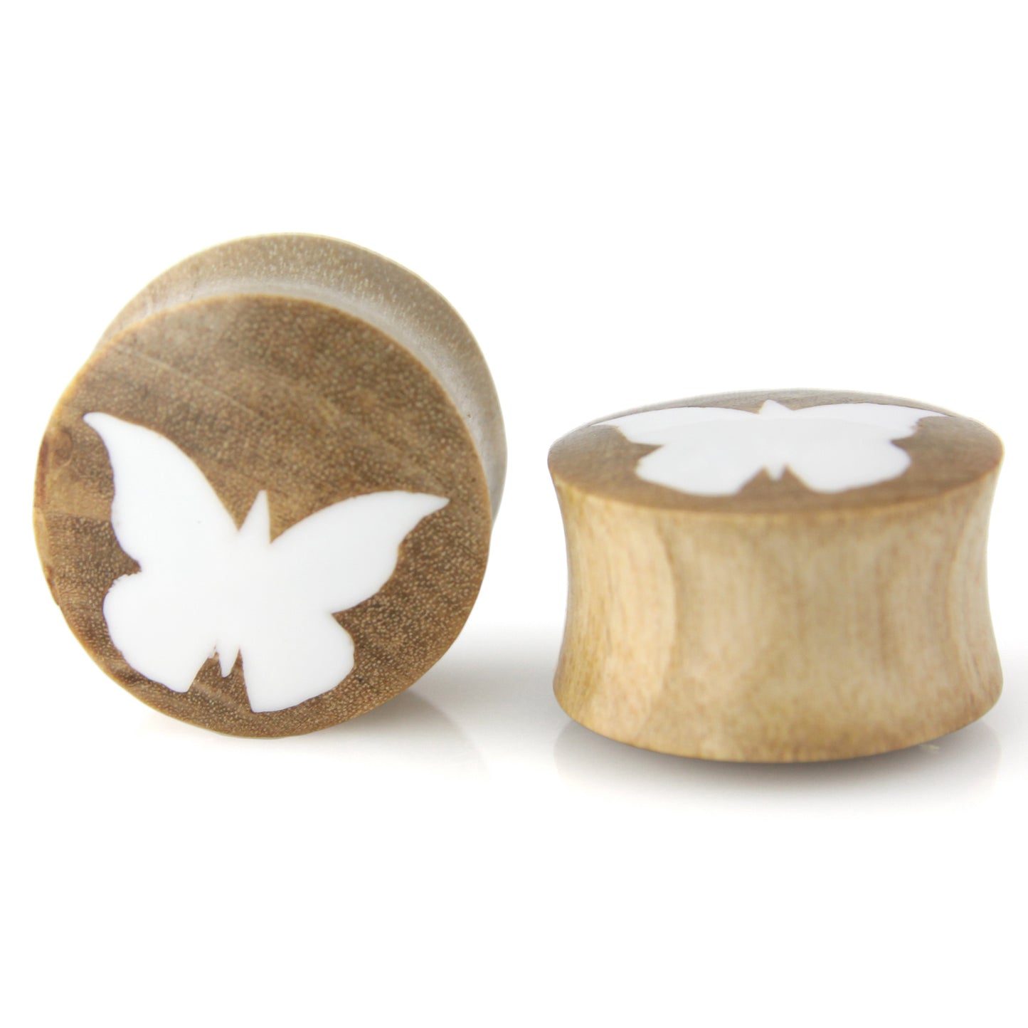 Hand Carved Resin & Wood Butterfly Ear Plugs – image 4 – Evolatree Jewelry