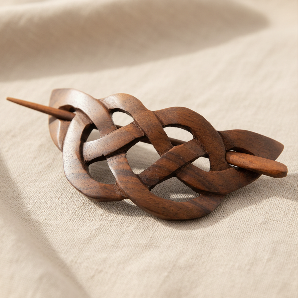 Evolatree Natural Hair Barrettes for Women and Men - Handmade Wood Barrette Hair Pin - Unique Wooden Hair Styling Accessories - 4" (Celtic Butterfly)