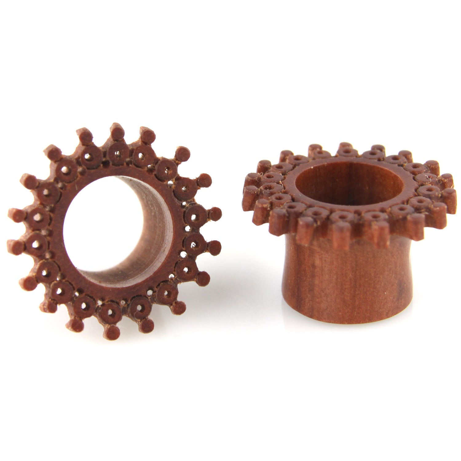 Hand Carved Fractal Sun Ear Plugs – Evolatree Jewelry