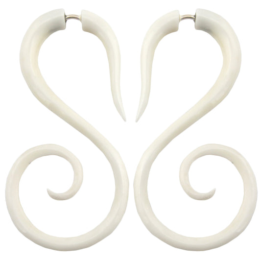 Spiral Swirl Fake Gauge Earrings - Non-Piercing Cheater Plugs