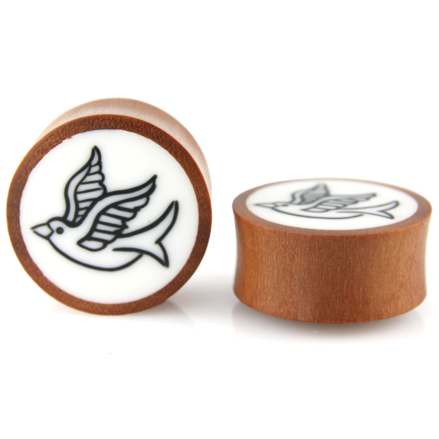 Hand Carved Resin & Wood Sparrow Ear Plugs – image 6 – Evolatree Jewelry