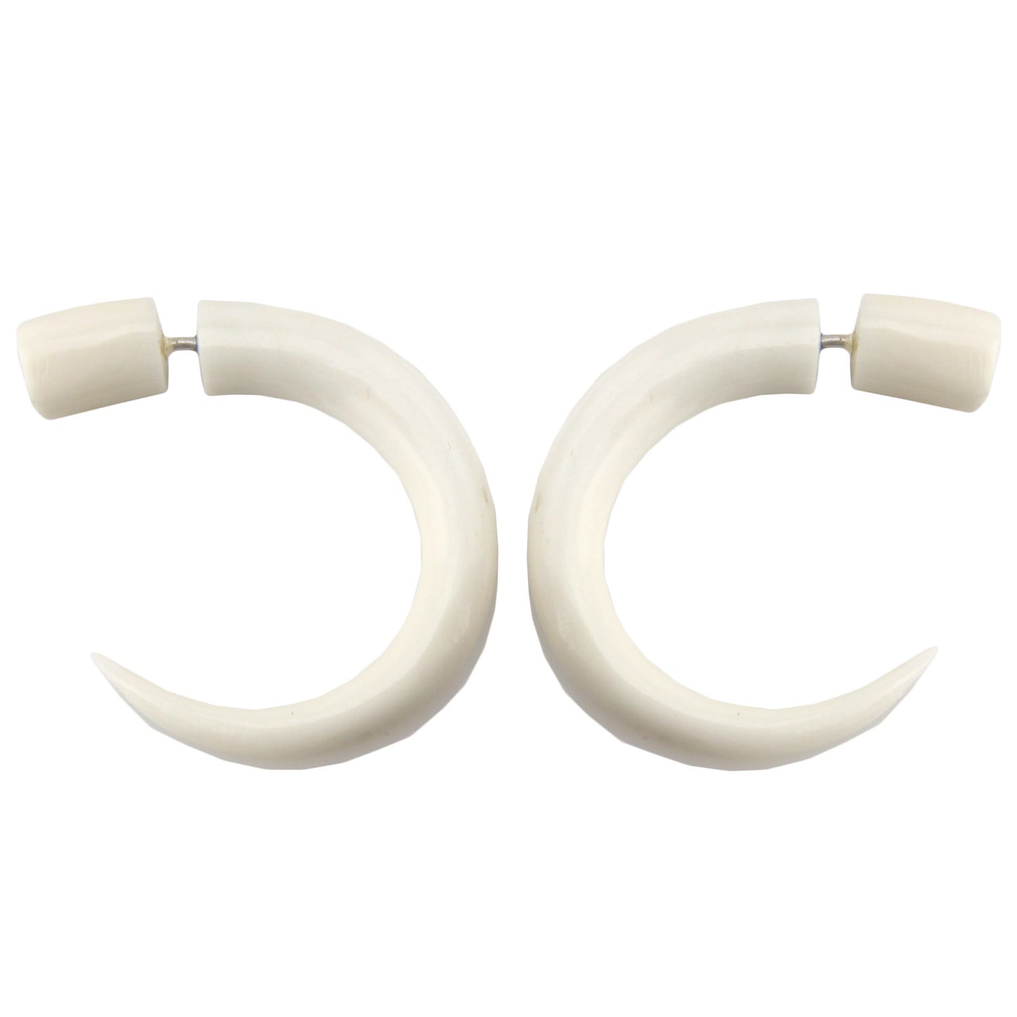 Curved Hook Ear Spike Fake Gauge Earrings - Non-Piercing Cheater Plugs – image 2 – Evolatree Jewelry