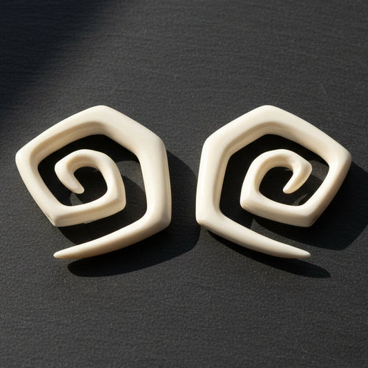 Hand Carved Bone Spiral Square Ear Plugs – Evolatree Jewelry