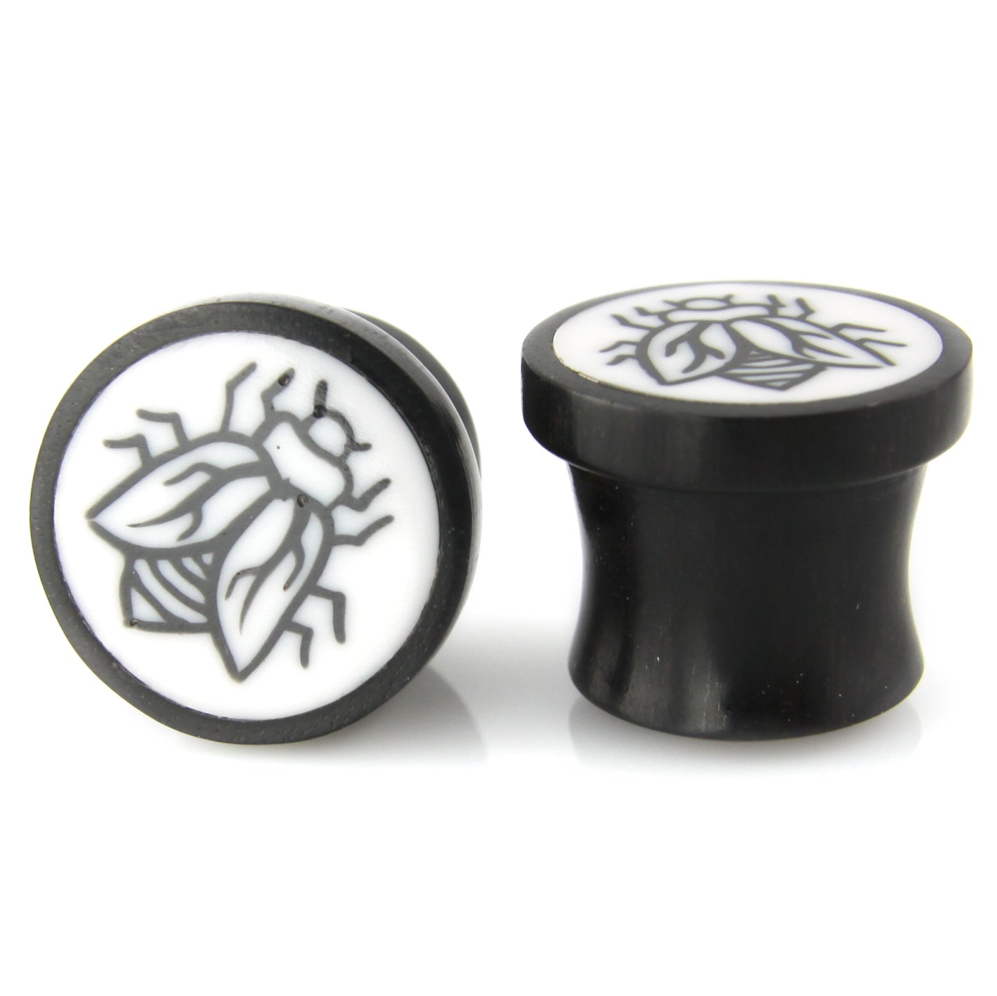 Hand Carved Resin & Wood Fly Ear Plugs – image 4 – Evolatree Jewelry