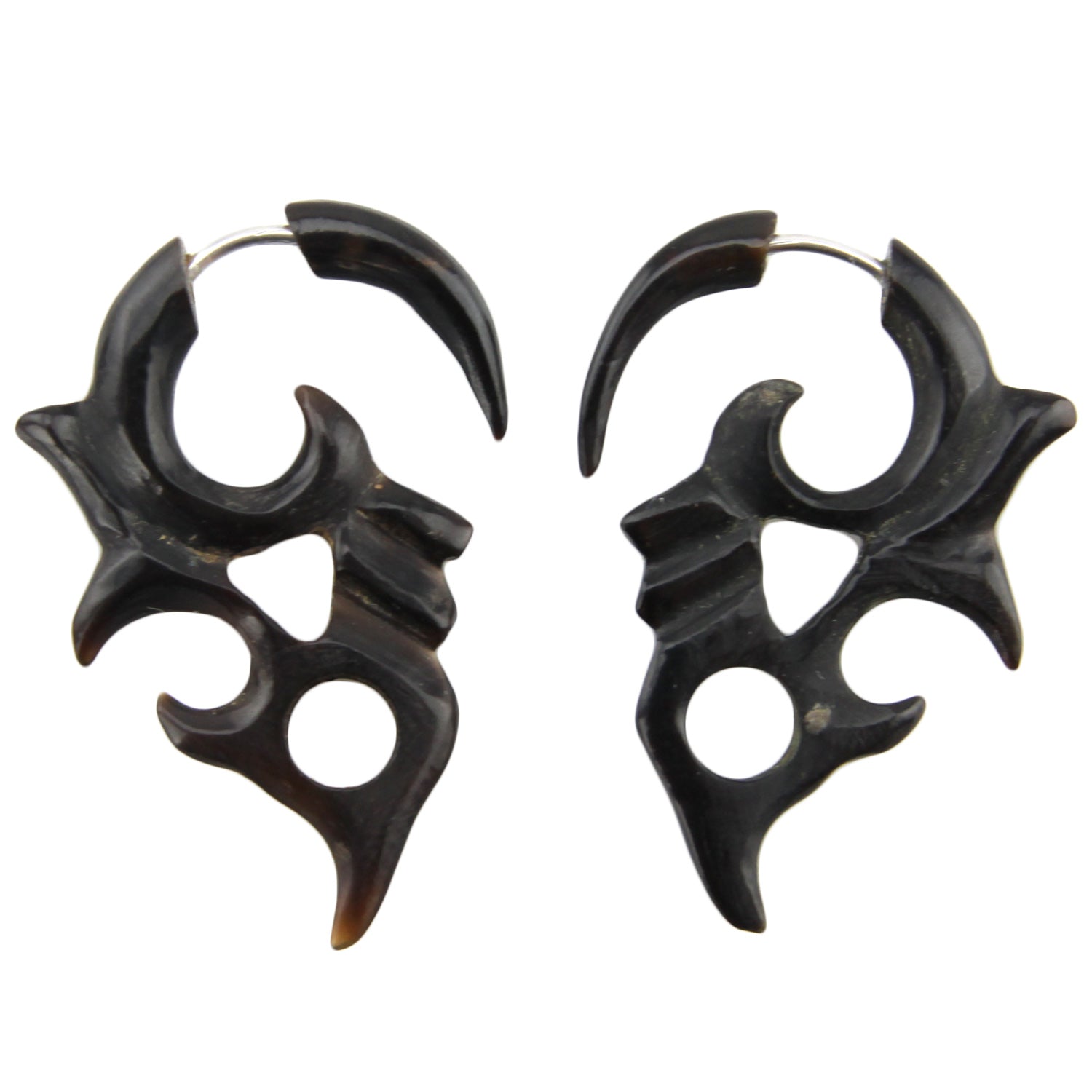 Hand Carved Horn Tribal Chandelier Hook Earrings - Steel Posts – Evolatree Jewelry
