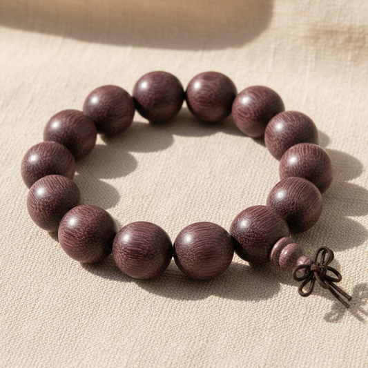 Large Purple Wood Wrist Mala Bracelet