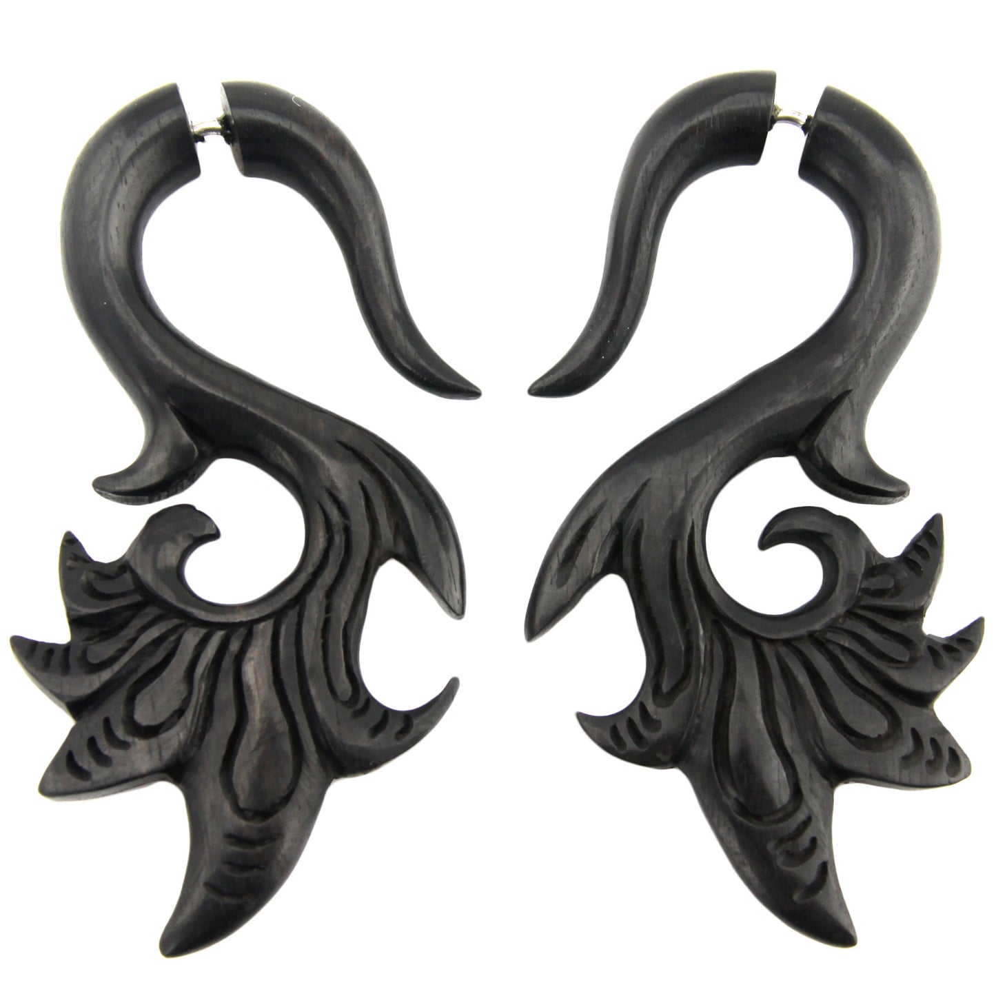 Feather Flare Fake Gauge Earrings - Non-Piercing Cheater Plugs – Evolatree Jewelry