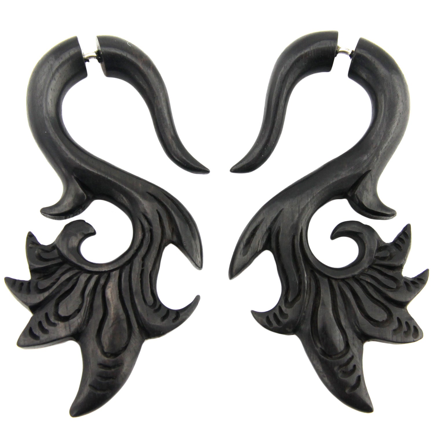 Feather Flare Fake Gauge Earrings - Non-Piercing Cheater Plugs – Evolatree Jewelry