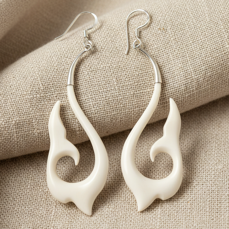 Celtic Flame - Bone & Silver Earrings