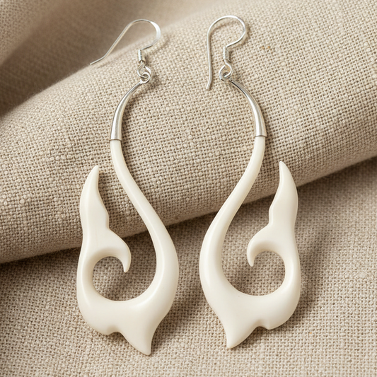 Celtic Flame - Bone & Silver Earrings