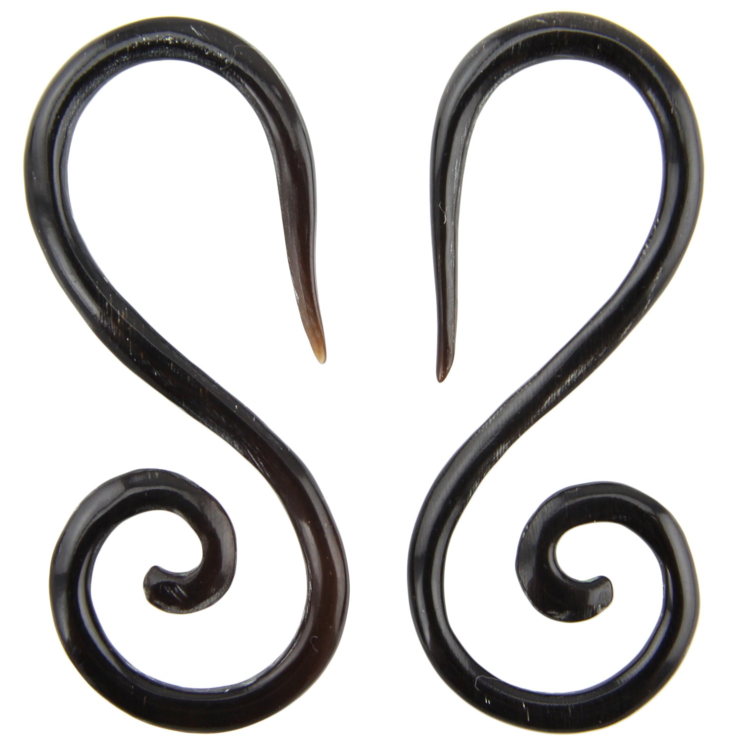Hand Carved Horn Double Spiral Ear Gauges - 3mm / 8g – Evolatree Jewelry