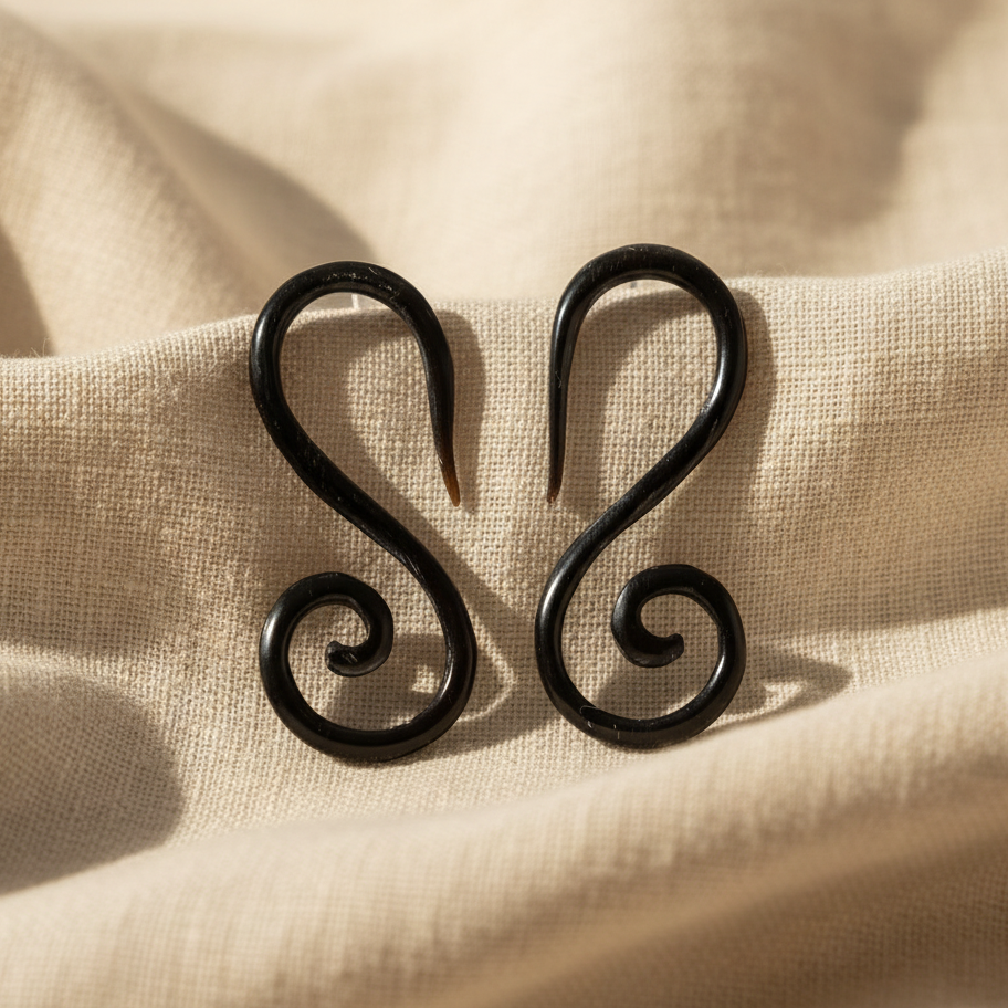 Hand Carved Horn Double Spiral Ear Gauges - 3mm / 8g