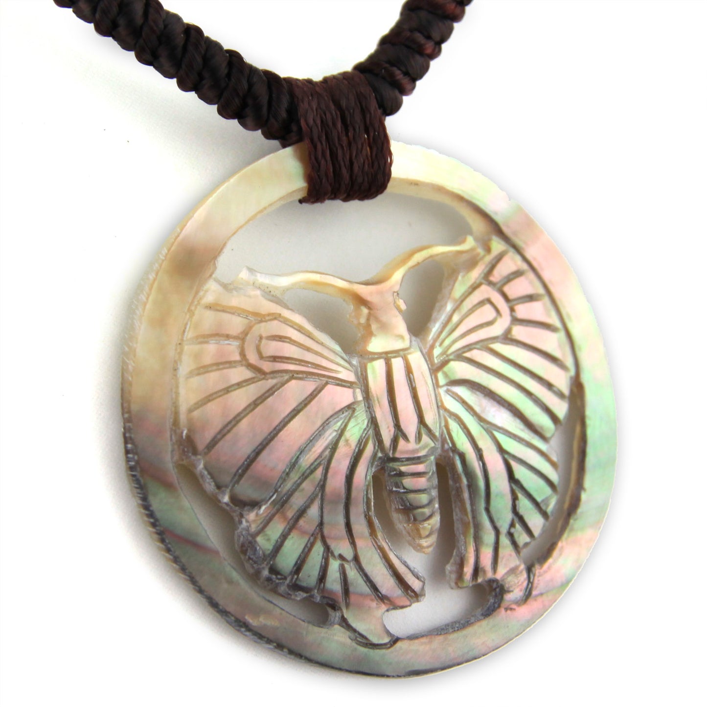 Small Butterfly Crest Shell Pendant Necklace – image 2 – Evolatree Jewelry
