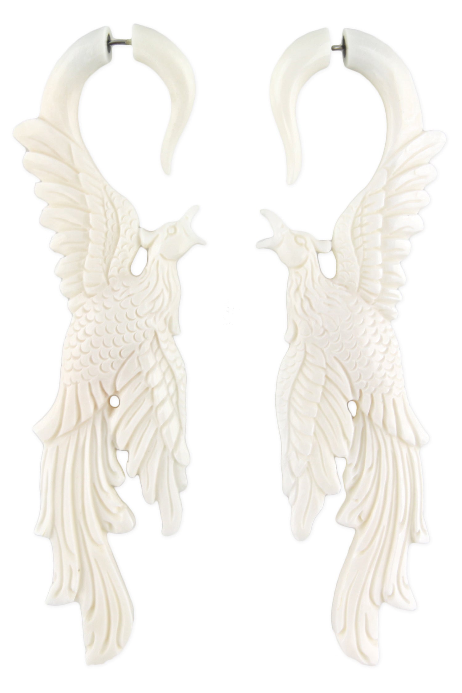 Phoenix Bone Fake Gauge Earrings - Non-Piercing Cheater Plugs – Evolatree Jewelry