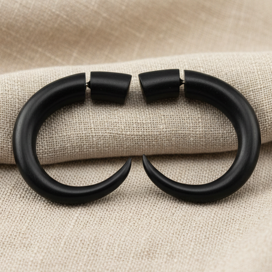 Curved Hook Ear Spike Fake Gauge Earrings - Non-Piercing Cheater Plugs