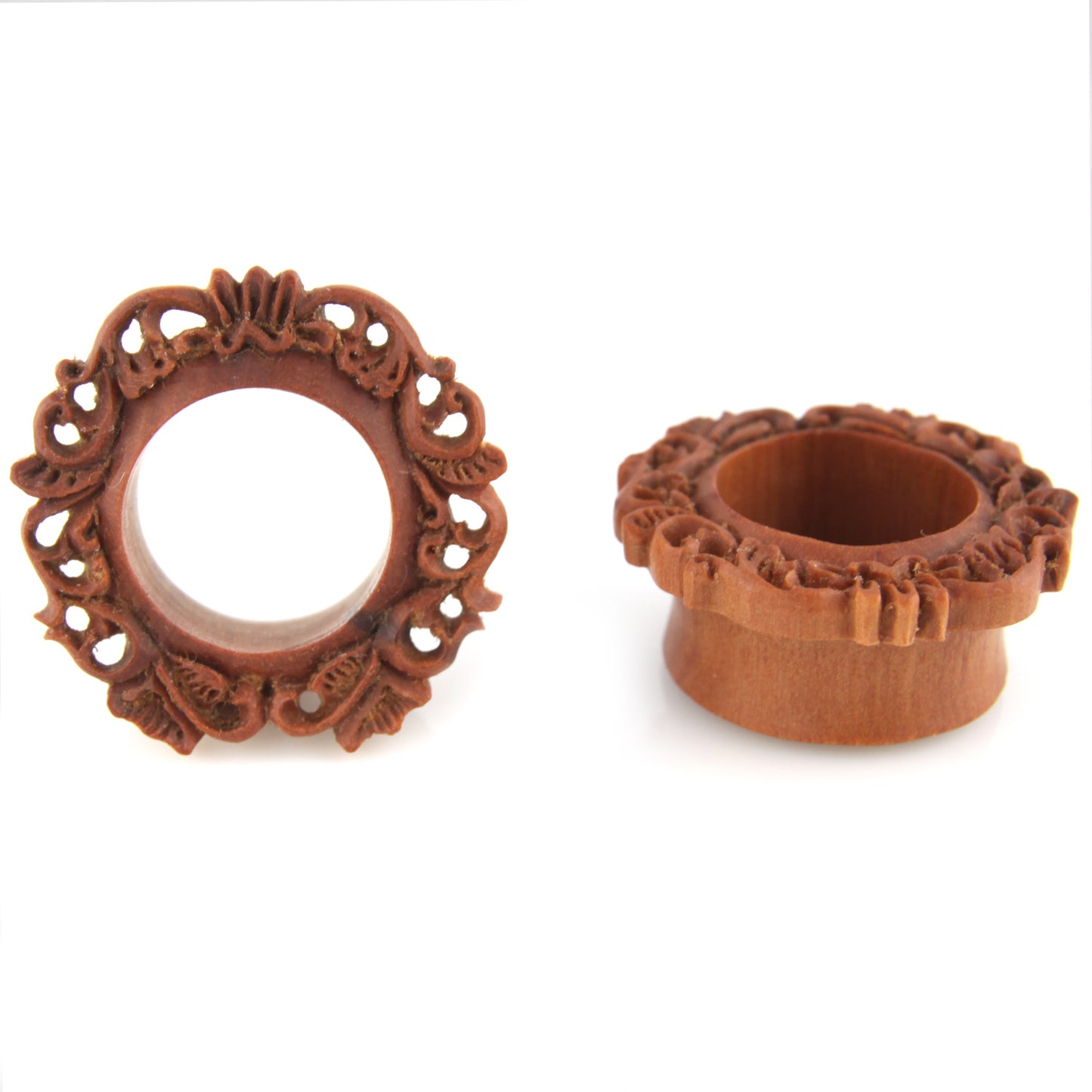 Hand Carved Filigree Garden Ear Plugs – image 5 – Evolatree Jewelry