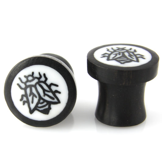 Hand Carved Resin & Wood Fly Ear Plugs