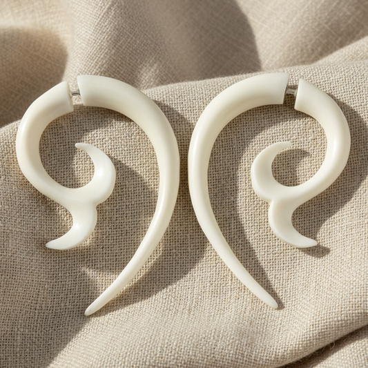 Spiral Flare Fake Gauge Earrings - Non-Piercing Cheater Plugs