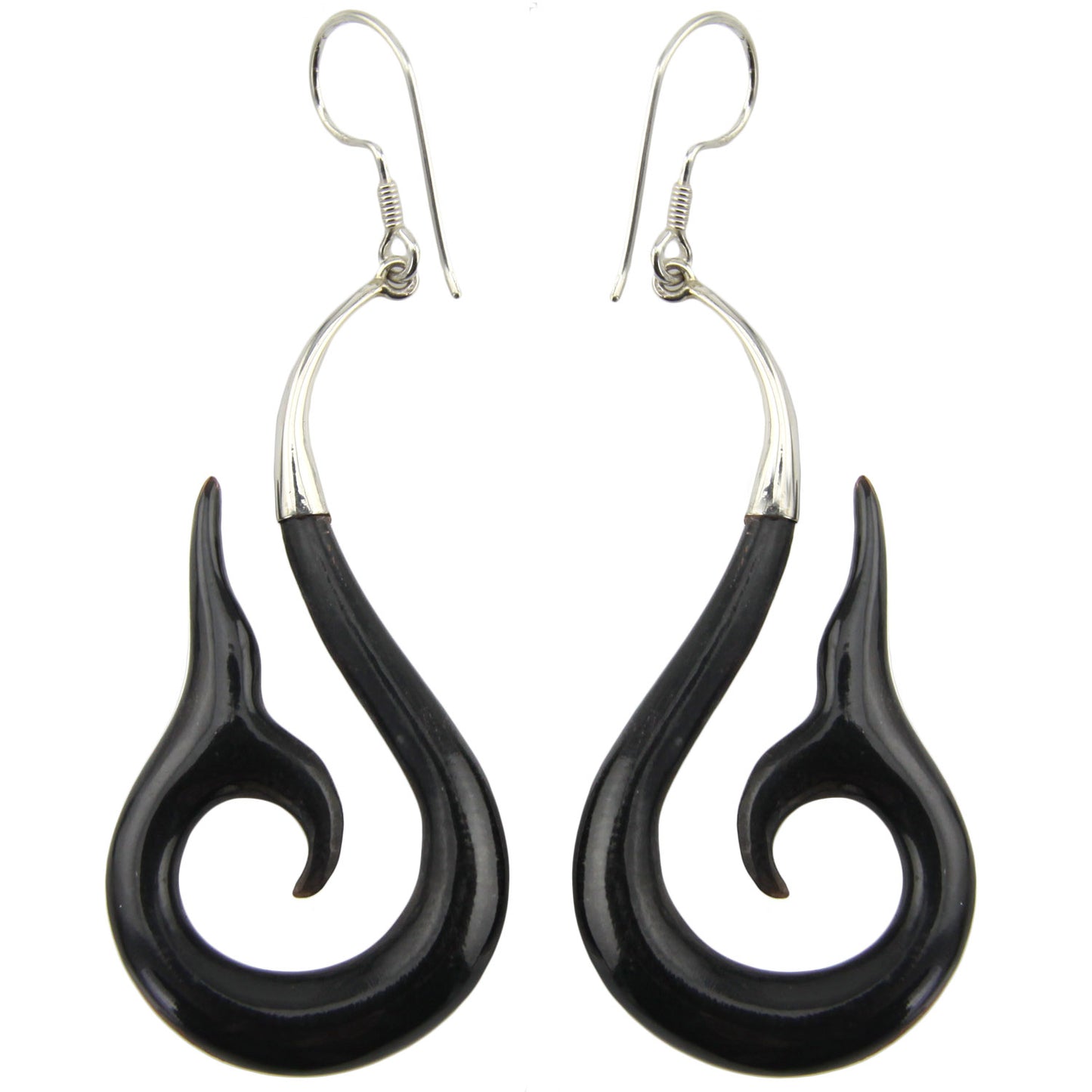 Whale's Tail - Ox Horn & Silver Earrings – Evolatree Jewelry