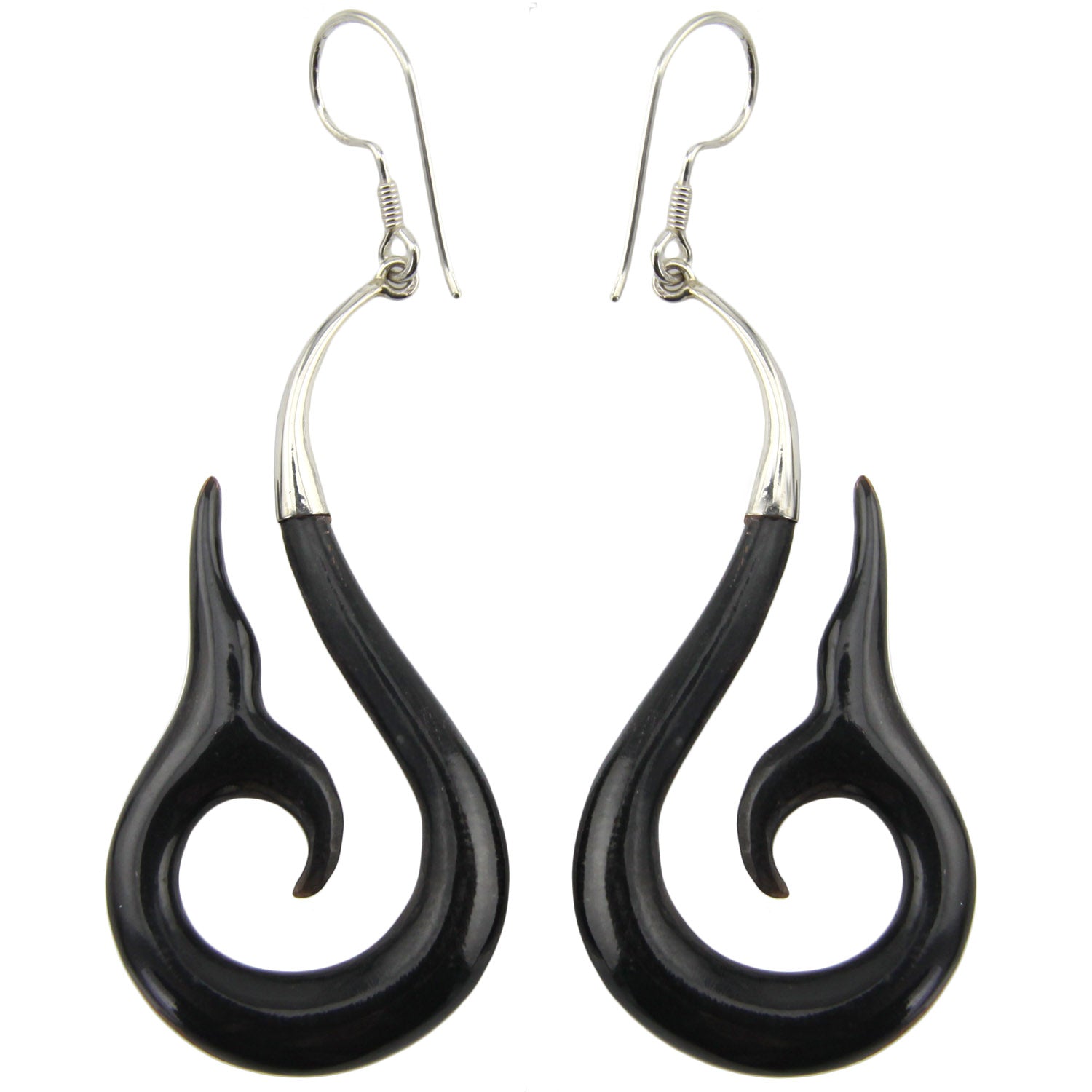 Whale's Tail - Ox Horn & Silver Earrings – Evolatree Jewelry