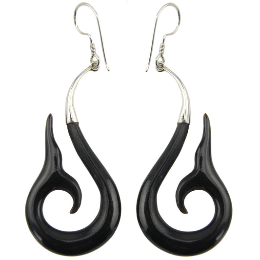 Whale's Tail - Ox Horn & Silver Earrings – Evolatree Jewelry