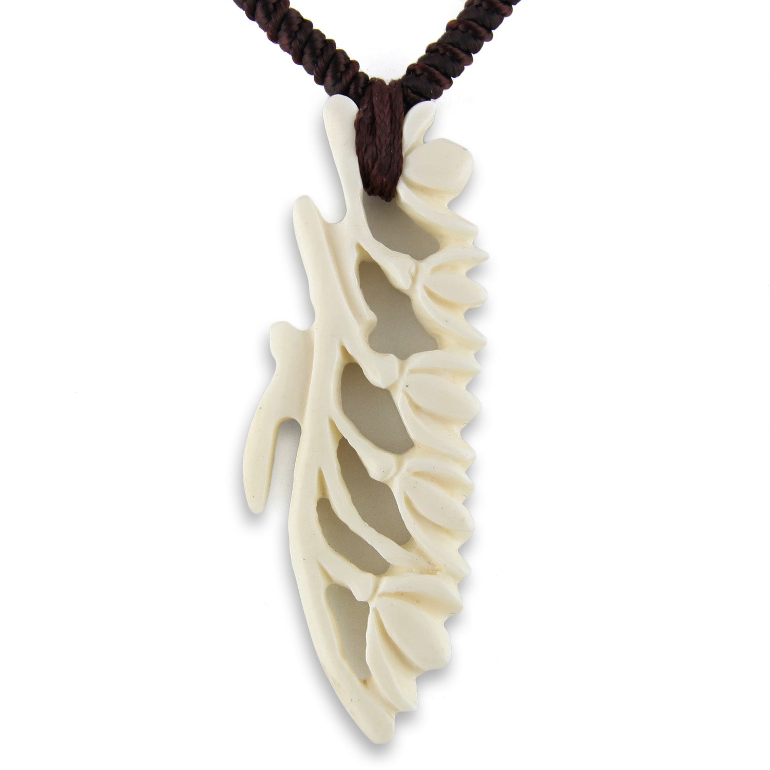 Hand Carved White Bone Magnolia Fleur Pendant Necklace – Evolatree Jewelry