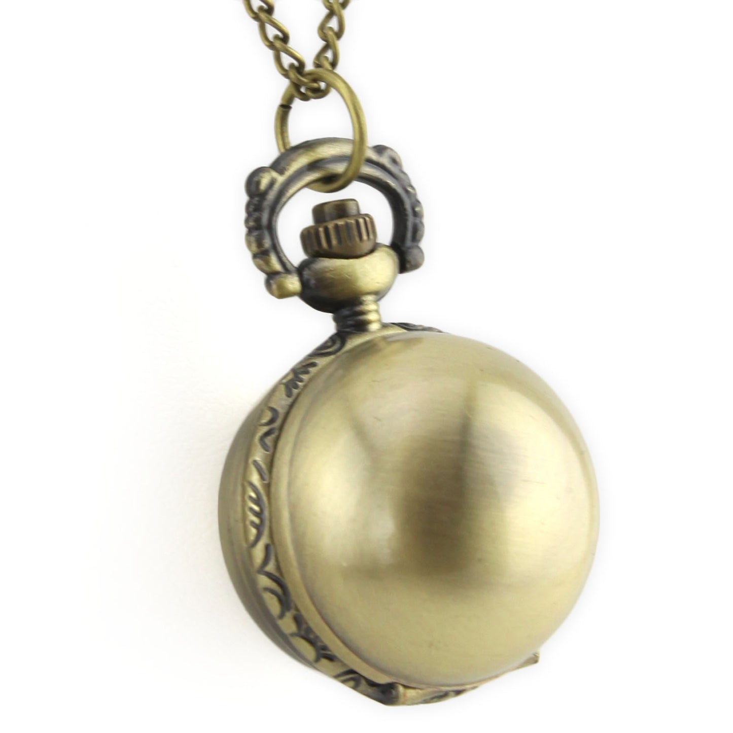 Brass Locket Watch Necklace - Polished Sphere Quartz Pendant – image 2 – Evolatree Jewelry