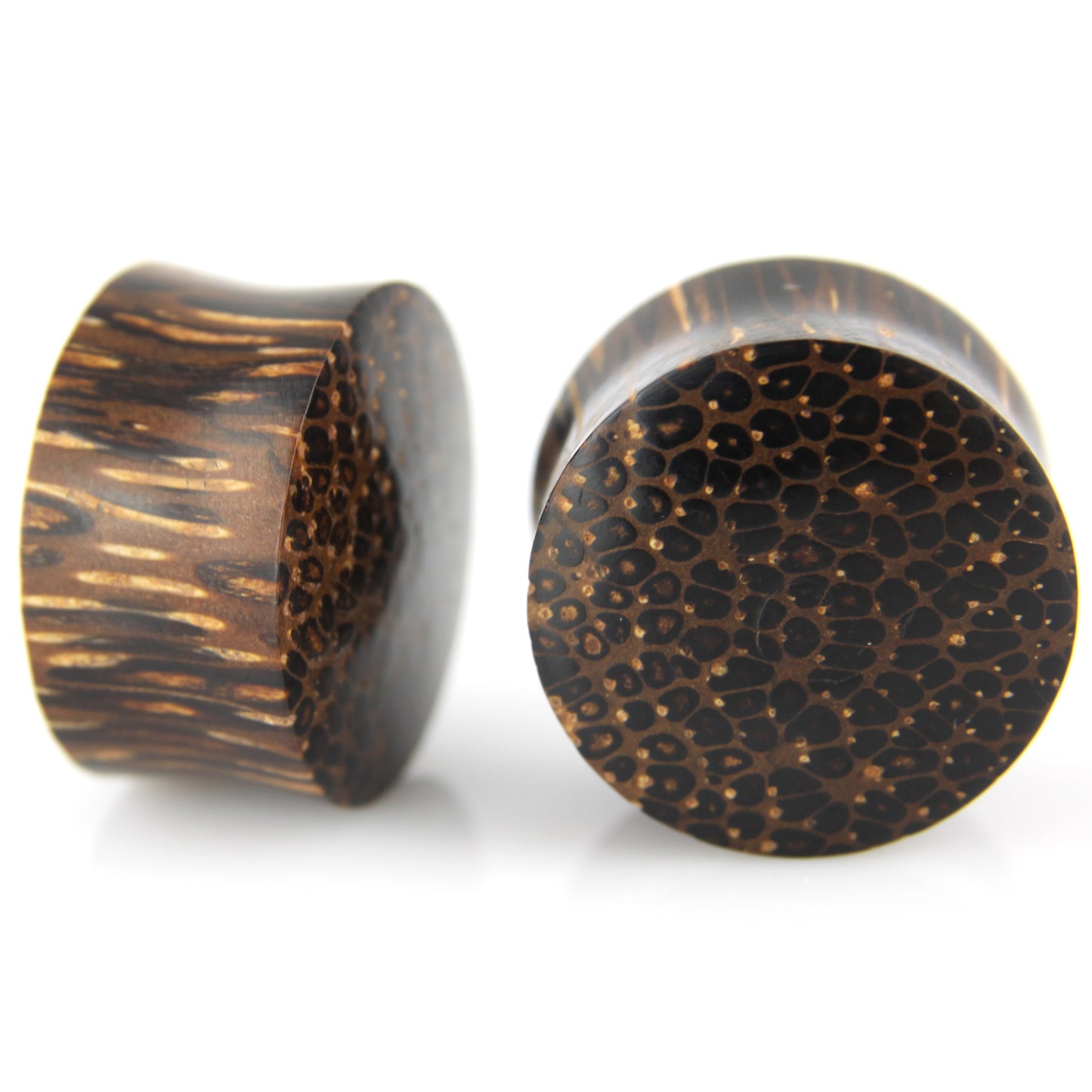 Hand Carved Wood Stripes Ear Plugs – image 2 – Evolatree Jewelry