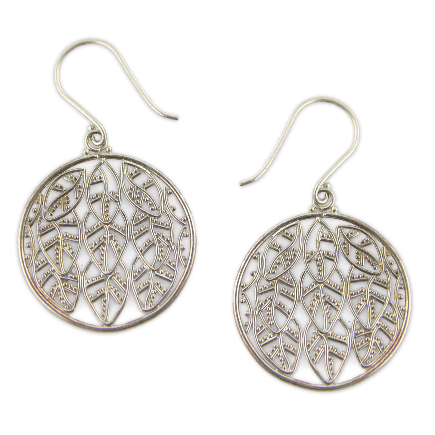 Handcrafted Silver-Plated Small Leaf Hook Earrings - Style 0043 – image 2 – Evolatree Jewelry