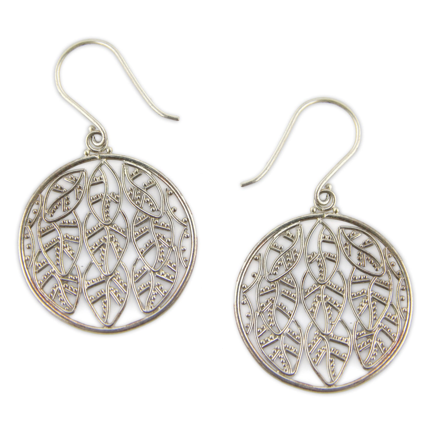 Handcrafted Silver-Plated Small Leaf Hook Earrings - Style 0043 – image 2 – Evolatree Jewelry
