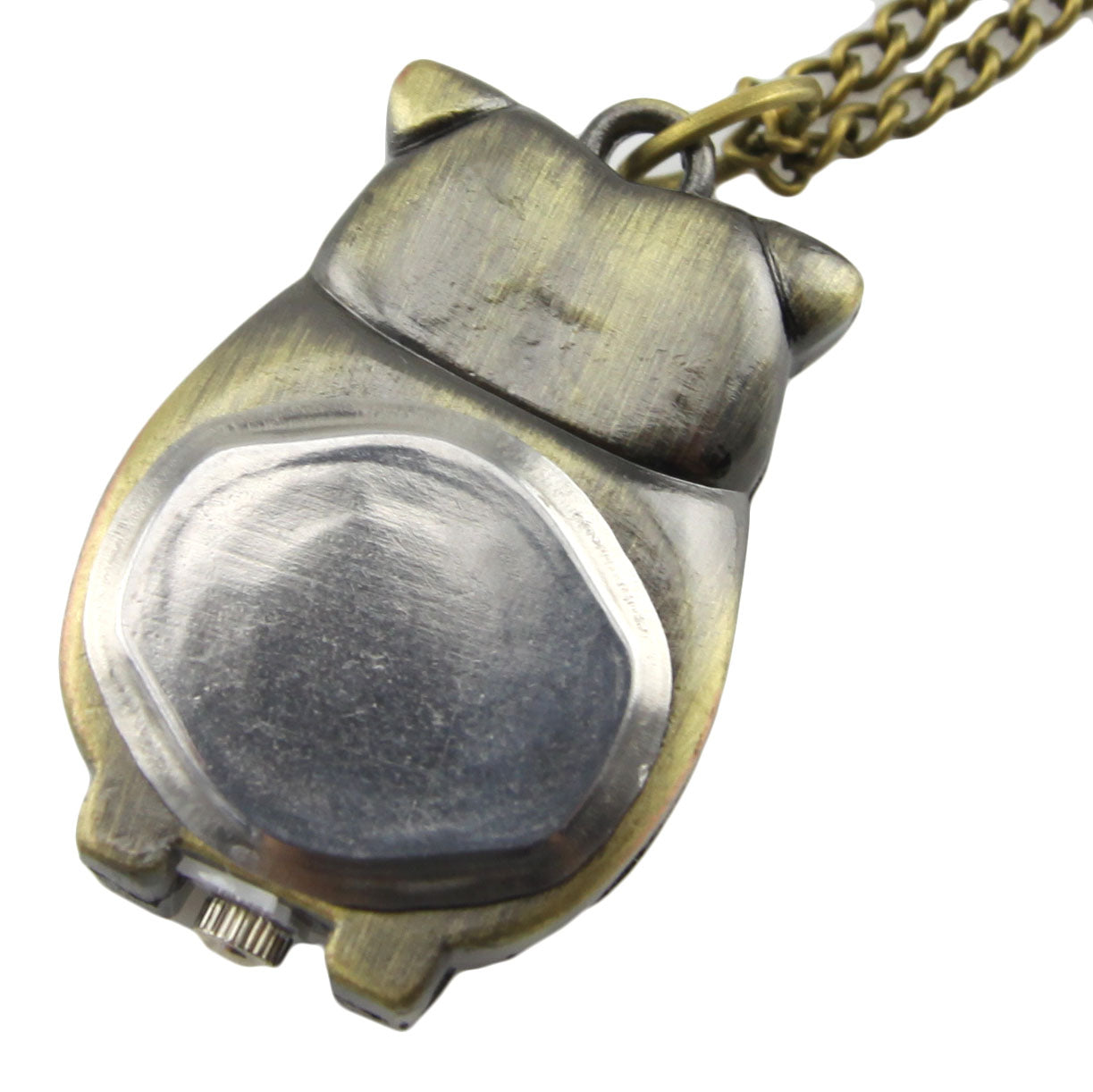 Brass Locket Watch Necklace - Owl Quartz Pendant – image 2 – Evolatree Jewelry