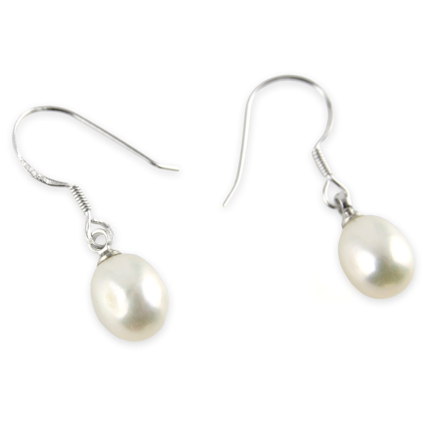 White Freshwater Pearl Single Tear Dangle Earrings – image 2 – Evolatree Jewelry