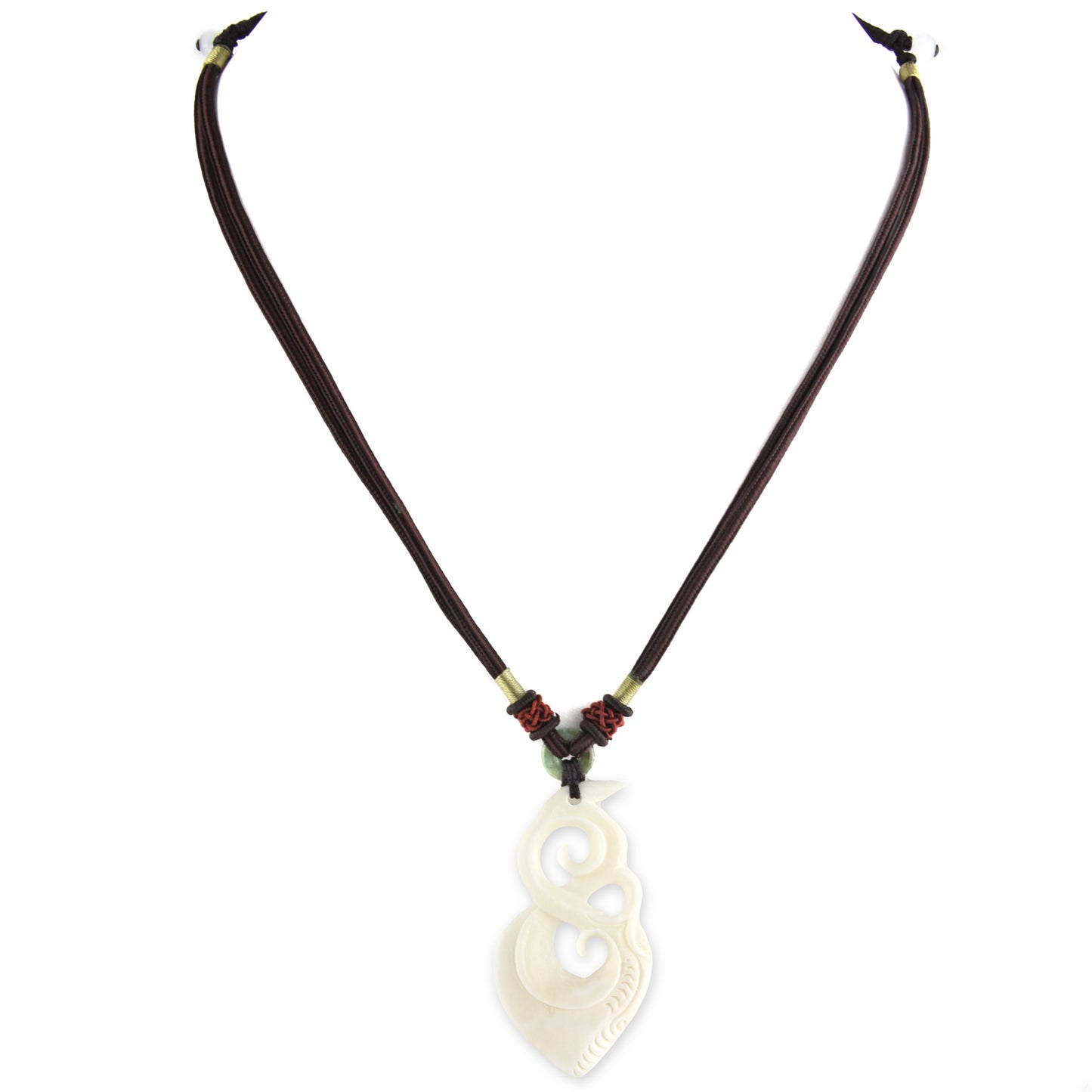 Hand Carved Organic Filigree Pendant - Bone Pendant - Beaded Mahogany Adjustable Necklace – image 2 – Evolatree Jewelry