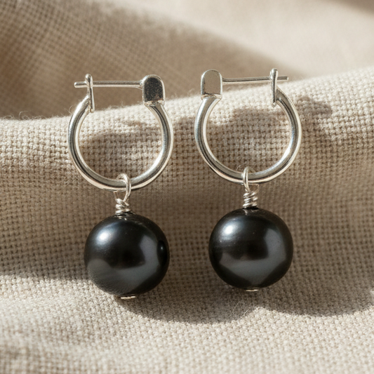 Handcrafted Silver and Wood Hoop Earrings