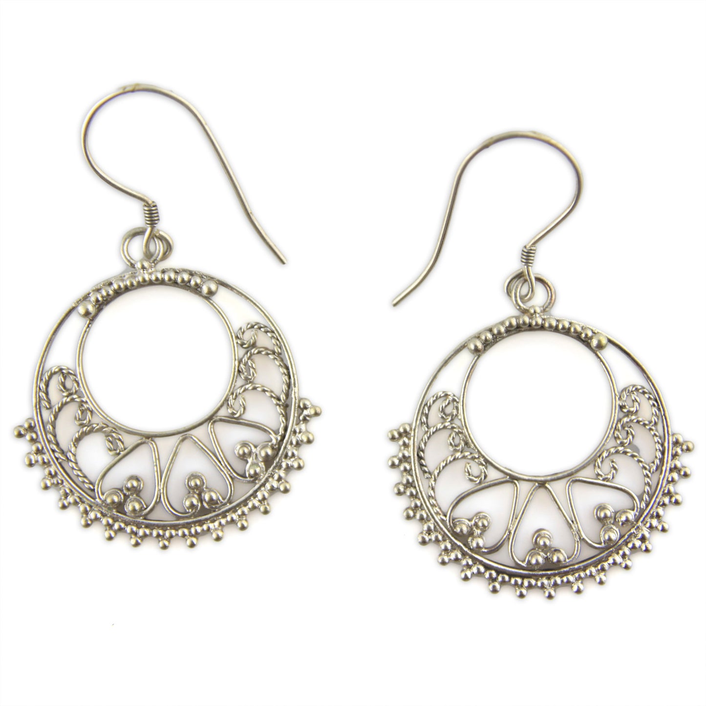 Handcrafted Silver-Plated Small Heart Hook Earrings – image 2 – Evolatree Jewelry