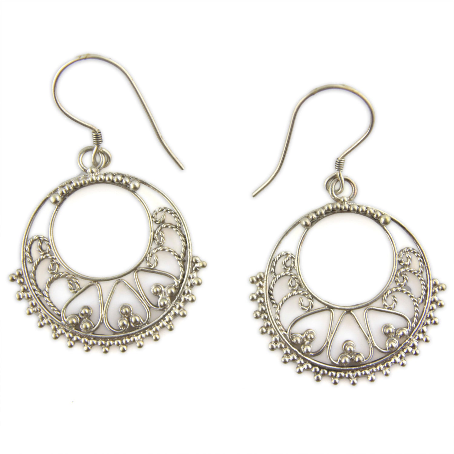 Handcrafted Silver-Plated Small Heart Hook Earrings – image 2 – Evolatree Jewelry