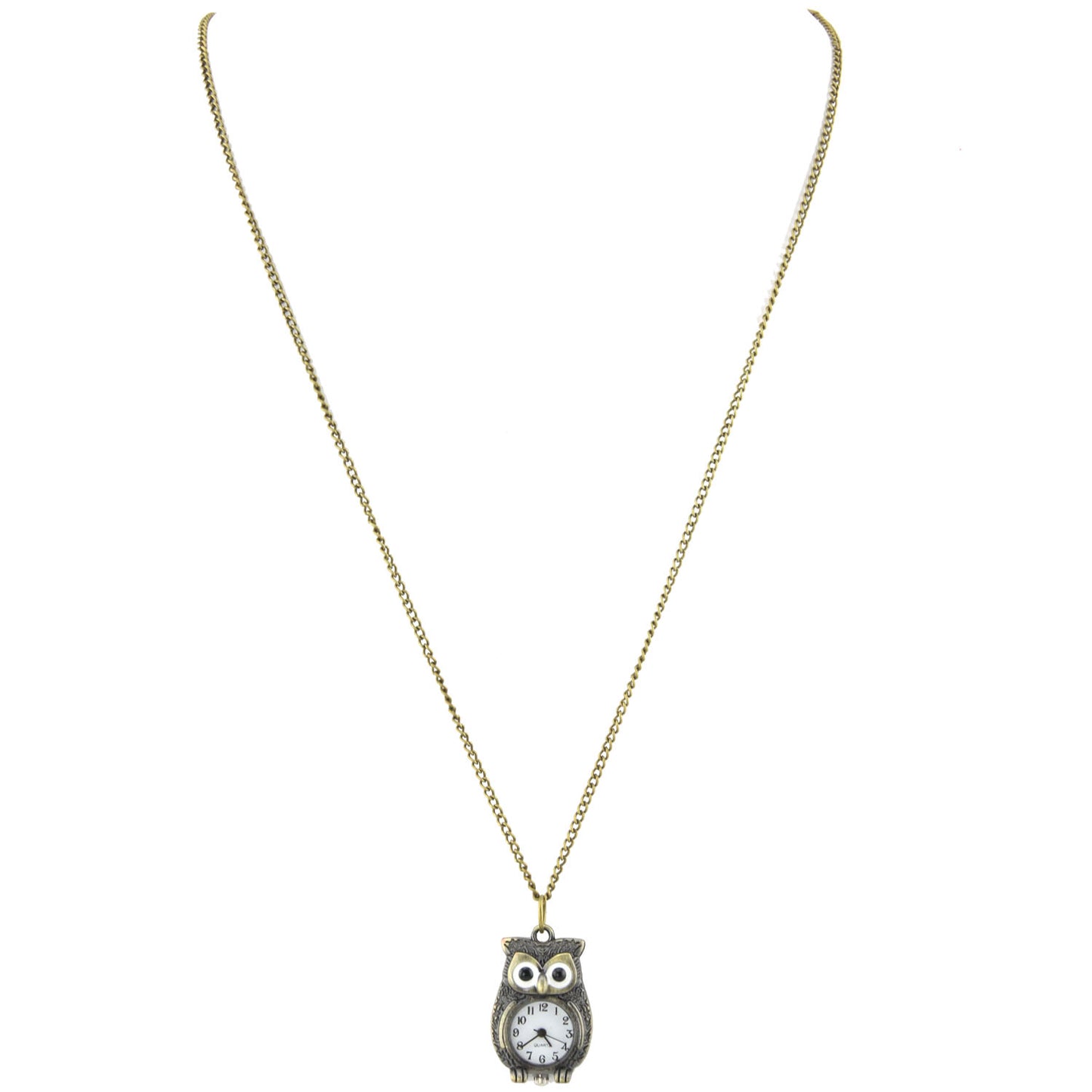 Brass Locket Watch Necklace - Owl Quartz Pendant – image 3 – Evolatree Jewelry