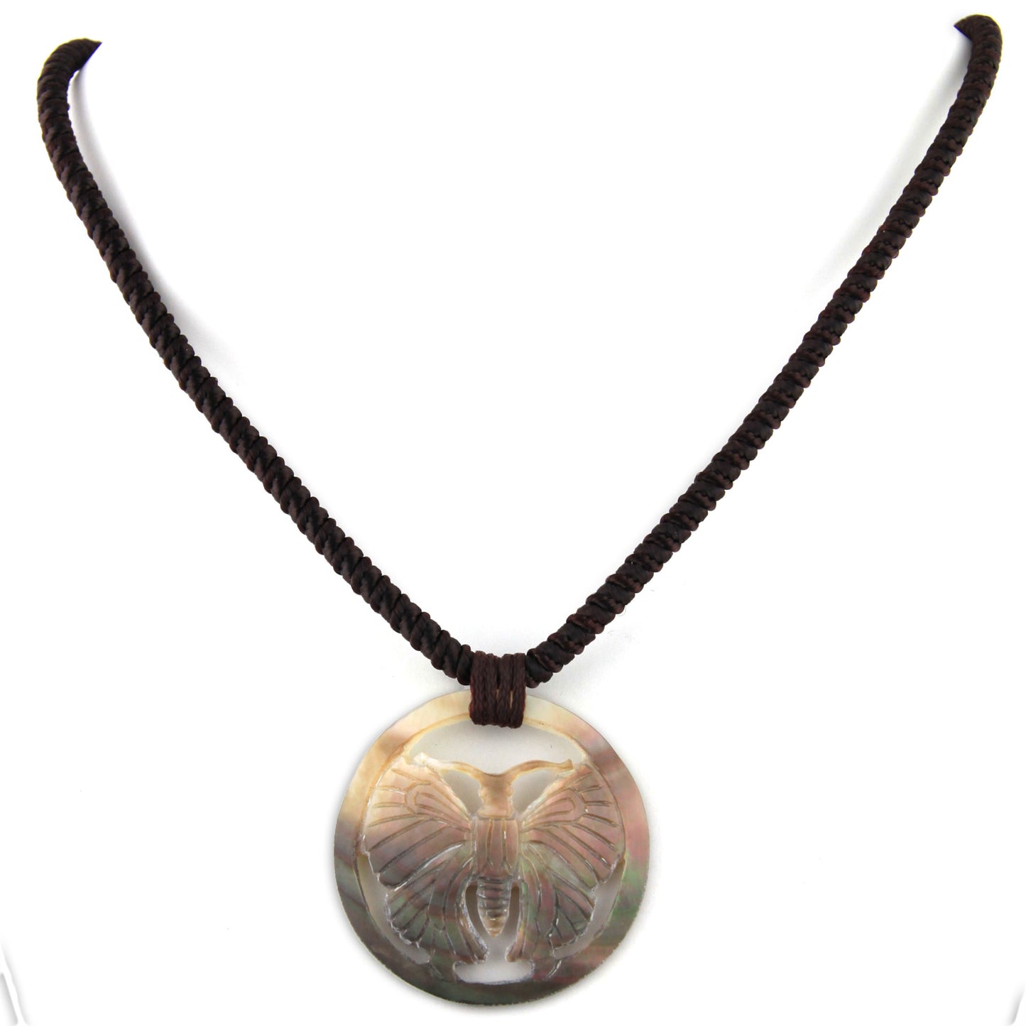 Small Butterfly Crest Shell Pendant Necklace – image 3 – Evolatree Jewelry