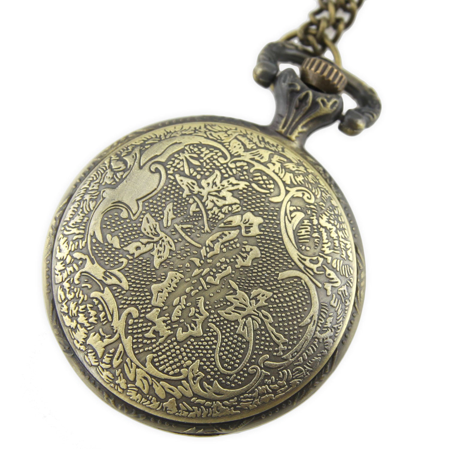 Brass Locket Watch Necklace - Rose Flower Quartz Pendant – image 3 – Evolatree Jewelry