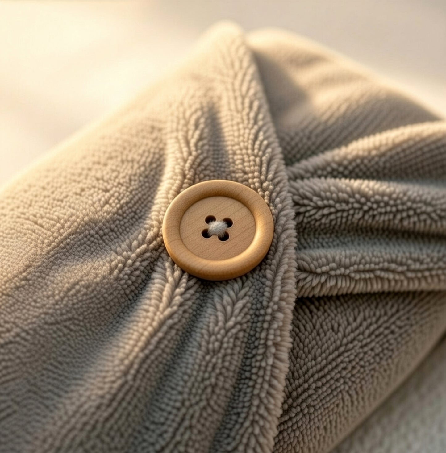 Evolatree Quick-Dry Microfiber Hair Towel Wrap with Wooden Button – Grey