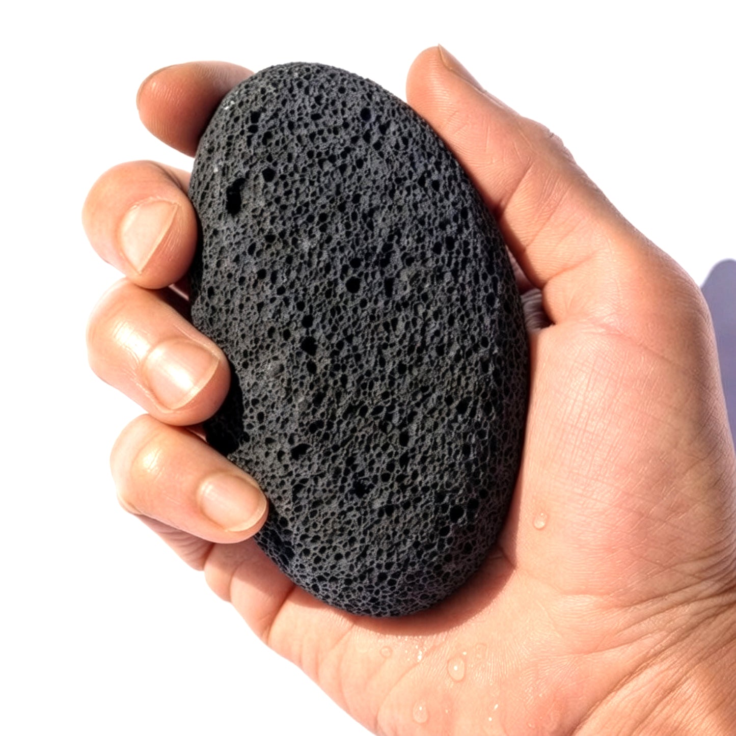 Ergonomic hand grip on natural pumice stone – easy dead skin remover for feet and hands pedicure tool